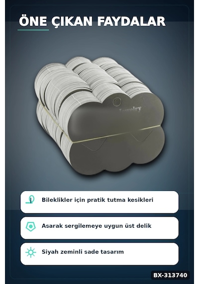 Bay Mukavva Bileklik Toka Kartı 6.5x7.5 Cm 200 Adet Balya Takı Düzenleyici Organizer Bx-313740 Najmaddin Diğer