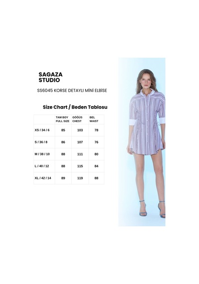 Sagaza Studio Ss6045 Korseli Gömlek Elbise Bordo