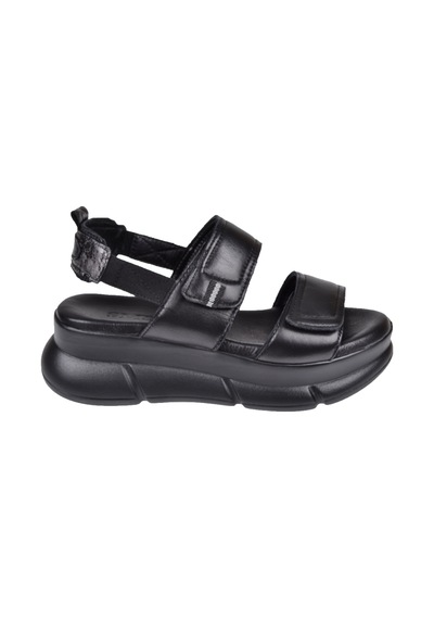 Sms Hakiki Deri Cırtlı Comfort Kadın Sandalet Sms-23120 Siyah