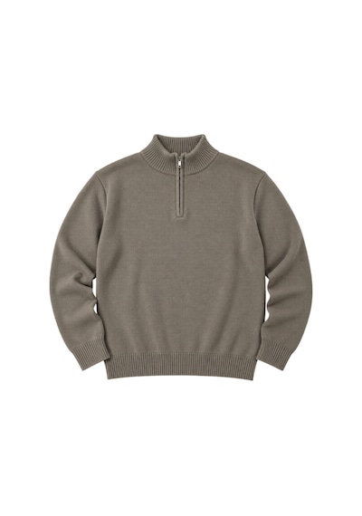 Battalmoda Erkek Büyük Beden Vizon Hattush Fermuarlı Dik Yaka Triko Kazak 3xl-4xl-5xl-6xl