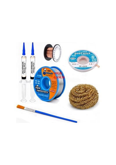 Lehim Seti 0,8 Mm 40 Gr Lehim Teli Flux Cp-2515 Lehim Emme Ve Yol Çekme Teli Temizleme Set St455