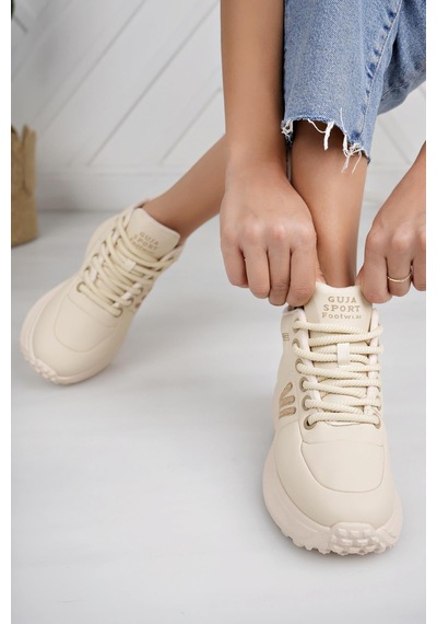 Guja 24k317 4 Bej Bağcıklı Hafif Fashion Kadın Bot