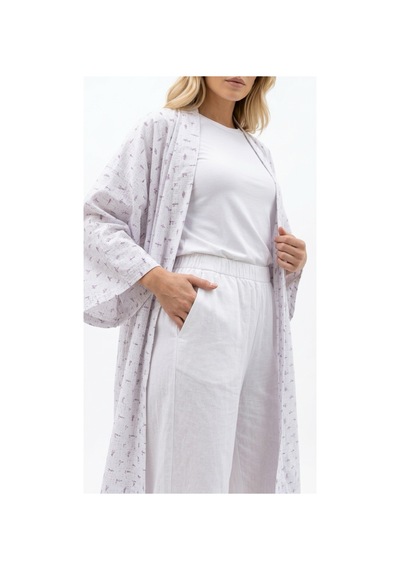 Lila Mare Pamuk Kumaşlı Handmade Özel Tasarım Kimono Renkli Renkli