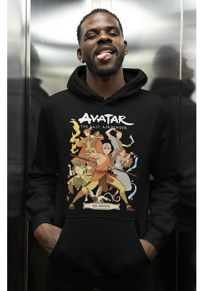 Sevbano Avatar The Last Airbender Baskılı Unisex Oversize Anime Karakter Siyah