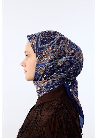 Mirsoy Scarf Zümra Desen Eşarp Lacivert