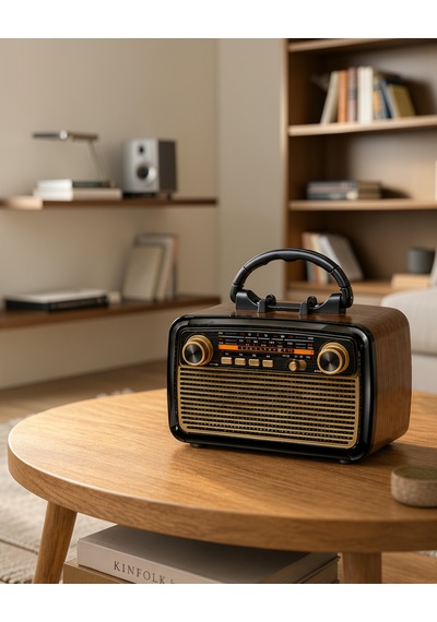 Bluetooth Müzik Kutusu Ahşap Dokulu Vintage Led Xuczzznostaljikr-1-1