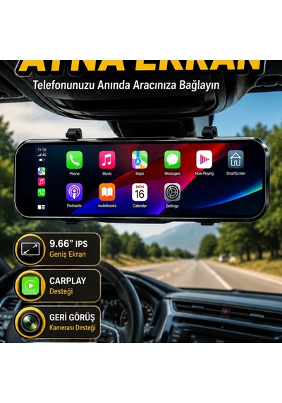 9.66 İnç Ips Ekranlı Ayna Carplay Geri Görüş Kamerası Destekli Araç Multimedya Ekranı Diğer