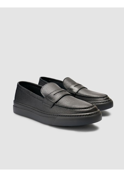 Cabani %100 Hakiki Deri Siyah Bantlı Erkek Loafer Siyah