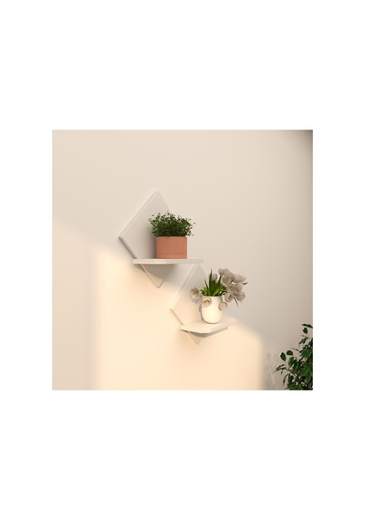2'li Raf Çiçeklik Seti 34x34 Cm Kontrplak Duvar Rafı Beyaz, Ceviz, Doğal Ahşap, Siyah Beyaz