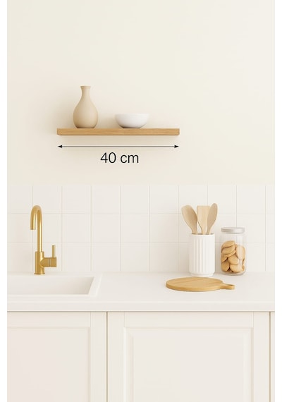 Yankı-BYEG 40 cm Safir Meşe Mdf Gizli Bağlantı Duvar Rafı