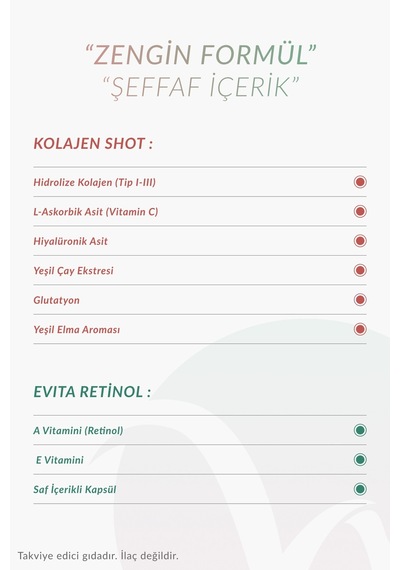 Wellvalens Kolajen Shot & Evita Retinol Kolajen Hyaluronik Asit Vitamin A & E Bakım Paketi