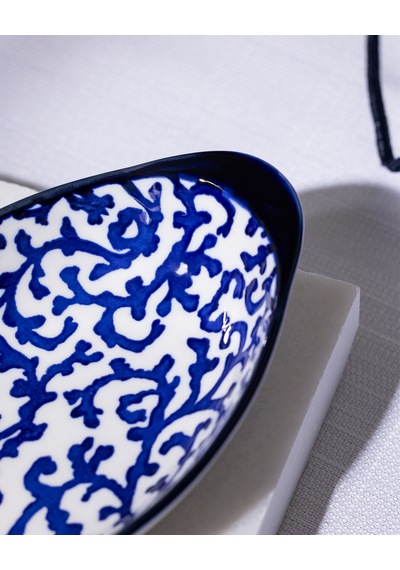 Madame Coco Reve Bleu Reneta Oval Tabak - 19 Cm - Mavi/beyaz 8684427225127 Çok Renkli