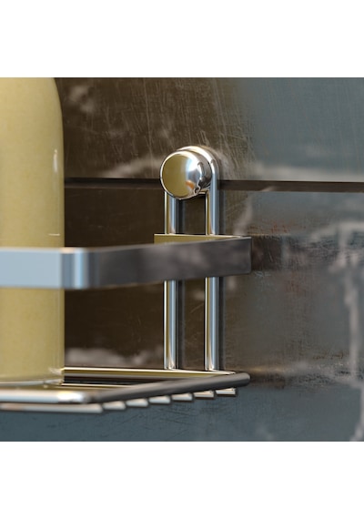 Teknotel Tek Katlı Lamalı Banyo Rafı Kancalı Krom Es081H Çok Renkli