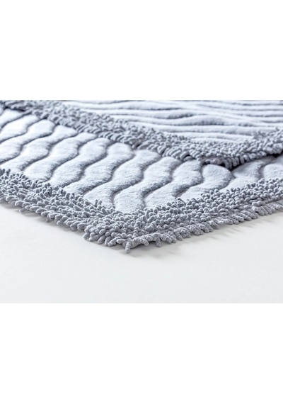 Cotton Marlow 2'li Pamuklu Klozet Takımı Gri Banyo Paspas Seti Klozet Takımı Renkli