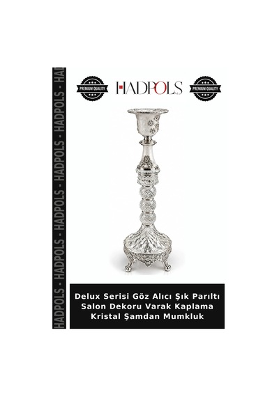 Delux Serisi Göz Alıcı Şık Parıltı Salon Dekoru Varak Kaplama Kristal Şamdan Mumkluk