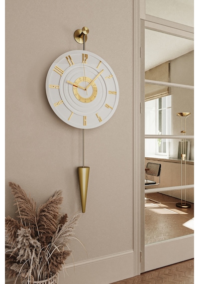 Metaquartz Aksesuar Gold - Galileo - Elegant Series Ledli Duvar Saati Gold