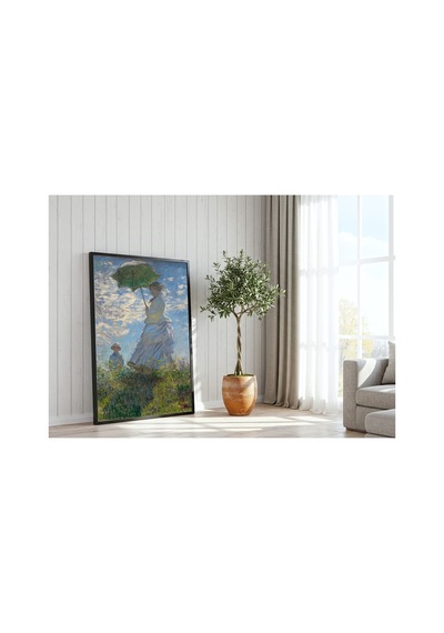 Monet Şemsiyeli Kadın, Madam Monet Ve Oğlu Çerçevesiz Poster 30x42 Cm A3 Tablo Empresyonist