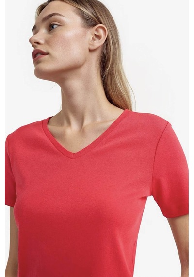 Defacto Slım Fıt Basıc Kırmızı Kadın T-shirt I1080az/rd286 Kırmızı