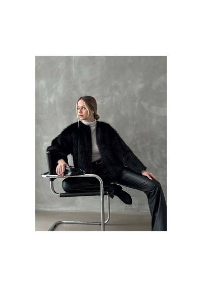 Verymoda Kürk Detaylı Kısa Ceket Siyah