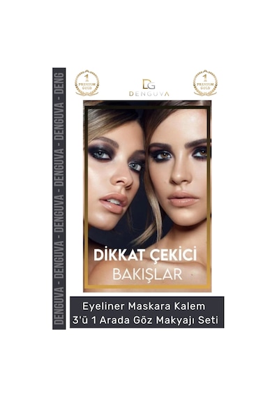 Kozmetik Siyah Suya Dayanıklı Dolgun Kalıcı Eyeliner Maskara Kalem 3'ü 1 Arada Göz Makyajı Seti Standart