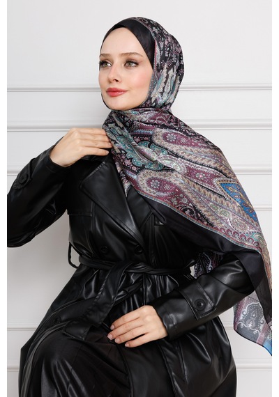 Sevitli Hint İpeği Şal-mürdüm-4544 MÜRDÜM