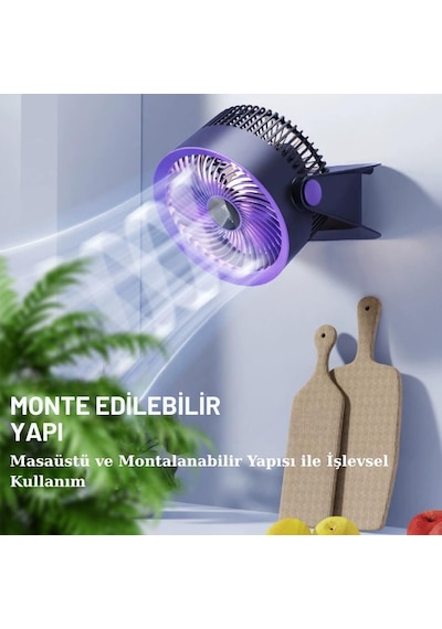 Masaüstü Vantilatör, Şarjlı Masaüstü Fan, 1200 Mah Batarya, Uzun Kullanım Süresi, 4 Kademeli Ayarlanır Güç M