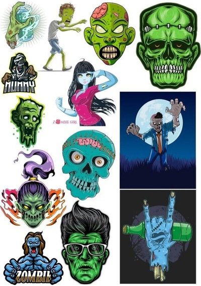 Zombi Sticker Set-6 13 Parça Telefon, Tablet, Defter, Laptop Sticker