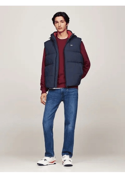 Tommy Jeans Tommy Hilfiger Erkek Kapşonlu Fermuarlı Lacivert Yelek Mavi