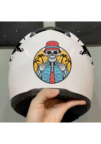 Tatilde Kurukafa Hawai Sticker - Plaj Araba Oto Karavan Motosiklet Cam Sticker - 00119 50x46 Cm