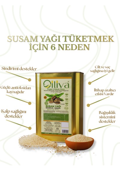 3 Litre Soğuk Sıkım Susam Yağı %100 Doğal, Katkısız, Teneke Ambalaj 3 L