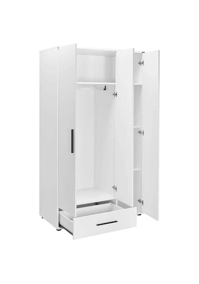 White 3 Kapaklı Tek Çekmeceli Gardırop-mat Beyaz 103x187x52 Cm Gxyxd