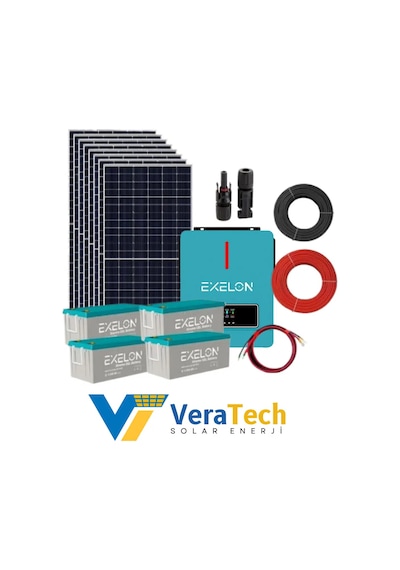 Veratech Büyük Bahçe Evi Solar Paketi 6.2kw İnverter 4800w Güneş Paneli 800ah Jel Akü