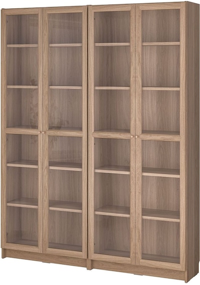 Cam Kapaklı Kitaplık, Meşe Görünümlü, 160x202 Cm, 4 Kapaklı Abanoz Cam Kapaklı Kitaplık, Meşe Görünümlü, 160x202 Cm, 4 Kapaklı Abanoz
