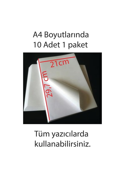 Etiket, A4 Yapışkanlı Etiket Kağıdı, 21x29.7 Cm, 160 Gr, 10 Yaprak, 1.hamur Etiket, Sticker, Beyaz Diğer