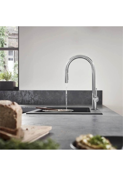 Hansgrohe Talis M54 Tek Kollu Eviye Bataryası 210, Çekilebilir El Duşu, 2jet Krom krom