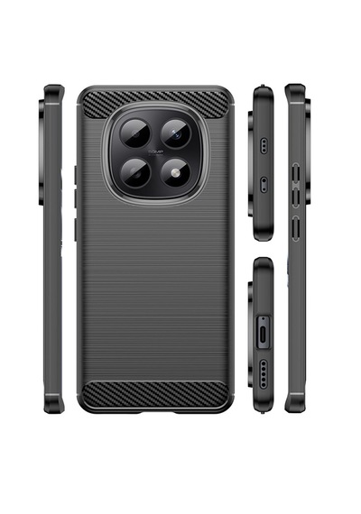 Microcase Redmi Note 15 Pro Plus 5g / Xiaomi Poco M8 Pro İle Uyumlu Brushed Carbon Fiber Silikon Kılıf - Siyah Al3332