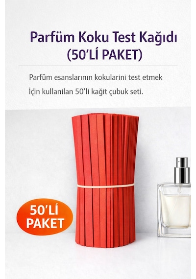 Parfüm Koku Test Kağıdı 50 Li Paket Parfüm Deneme Strip Kağıdı, Kırmızı Koku Test Çubuğu