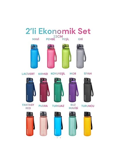2'li Tritan Matara Seti 500 Ml 14 Farklı Renk Seçeneği Fiftyfifty Genel