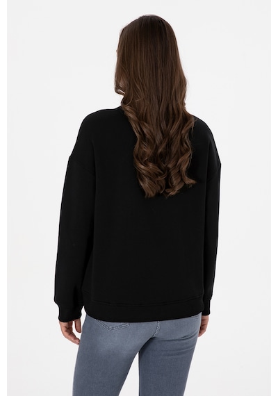 U.S. Polo Assn. Kadın Siyah Şardonlu Bisiklet Yaka Basic Sweatshırt 50313586-VR046