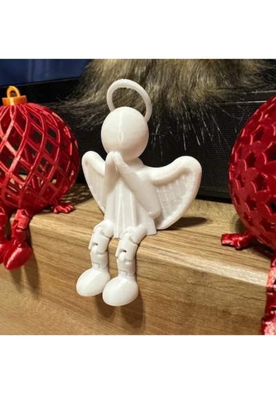 3'lü Set: Dua Eden Melek Ve Bacaklı Yılbaşı Topu Dekor Süsü 3d Baskı
