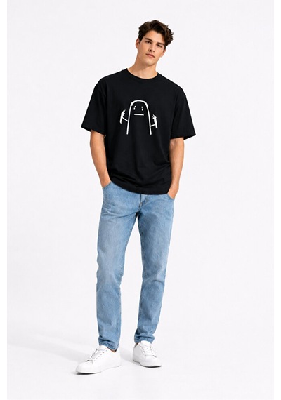 Nevermind Saç Yolma Temalı Çift Kombini Oversize Unisex Tişört Sevgili Tişö Siyah