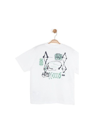 Nk Kids Erkek Çocuk Pamuklu Sırt Baskılı Oversize T-shirt-15874 Beyaz