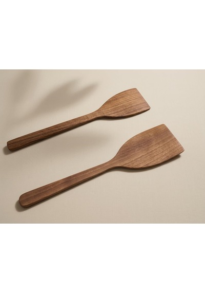 El İşçiliği Ceviz Spatula Seti 2'li Mutfak Gereçleri Mutfakta Sanat Ve Fonksiyonelliğin Buluşması Doğanın Diğer
