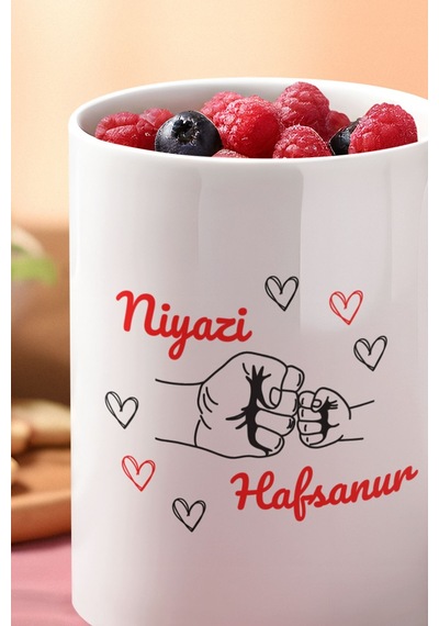 Baba-kız, Baba-oğul El Ele Temalı-kişiselleştirilebilir Hediyelik Beyaz Kupa Bardak