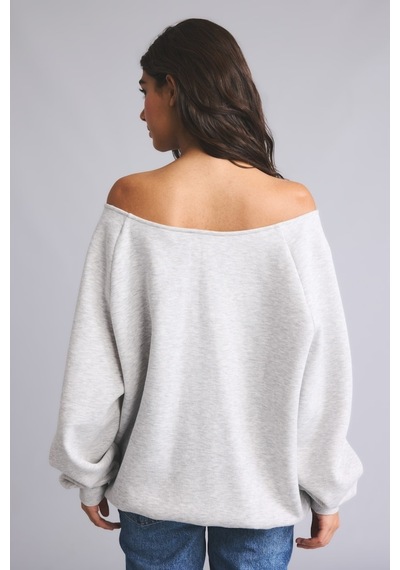 Defacto Oversize Kesik Kayık Yaka Baskılı Sweatshirt I0213ax26wngr110 Gri-gr110