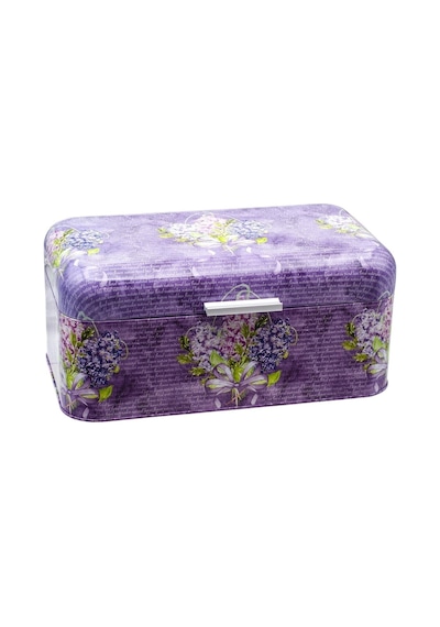 Flower Purple Desenli Metal Ekmek Kutusu, 9 Lt