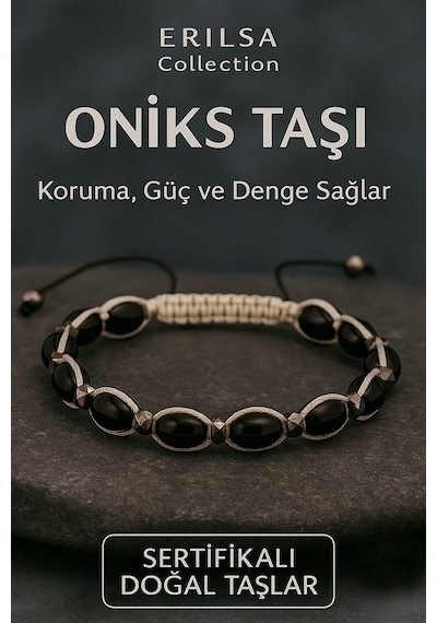 Sertifikalı Oniks Taşı Bileklik , Güç Ve Ruhsal  si Siyah