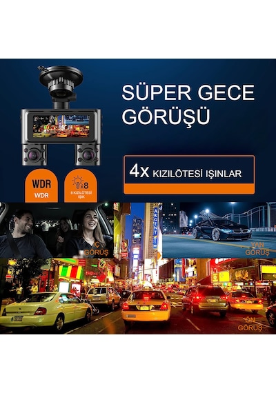 Joyecar 360 Araç İçi Kamera, 4 Kanallı Dörtlü Kamera