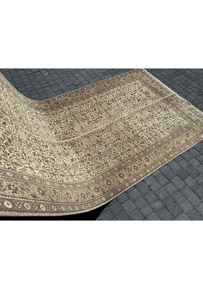 El Dokuma Bünyan Halısı 140x280 Kahve Krem Eskitme İnce Halı Bej - Krem