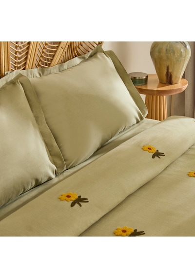Karaca Home Sunflower %100 Pamuk Müslin Çift Kişilik Pike Takımı Adaçayı Adaçayı